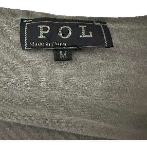 POL Gray/Green Embroidered Long Sleeve Oversized Tunic Top (M) - Picture 13 of 15